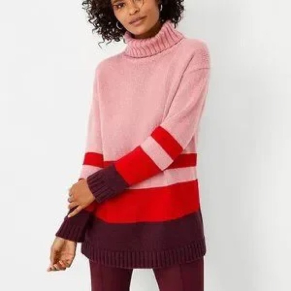 Ann Taylor Colorblock Turtleneck Sweater